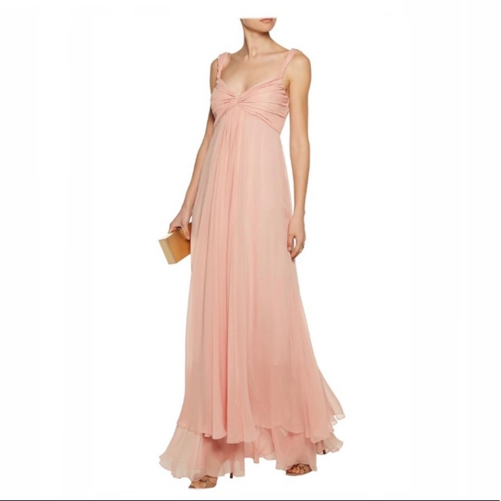 Cinq a Sept Ofira Pleated Silk Chiffon Maxi Dress